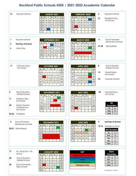 RPS 205 - UPDATED CALENDAR: The Rockford School Board... | Facebook