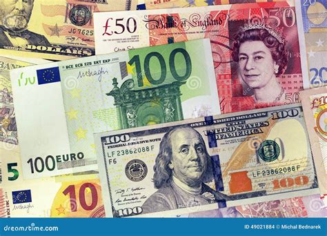 Mix of Currencies Banknotes - Dollar, Pound Sterling, Euro Editorial ...