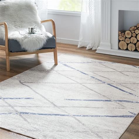 Amazon.com: COLLACT Area Rug 5x7 Entryway Moroccan Blue Grey Thin ...