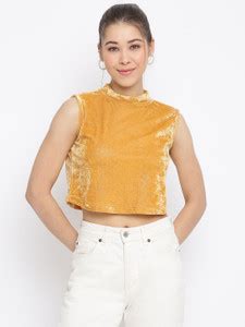 MAYRA Party Solid Women Yellow Top - Buy MAYRA Party Solid Women Yellow ...