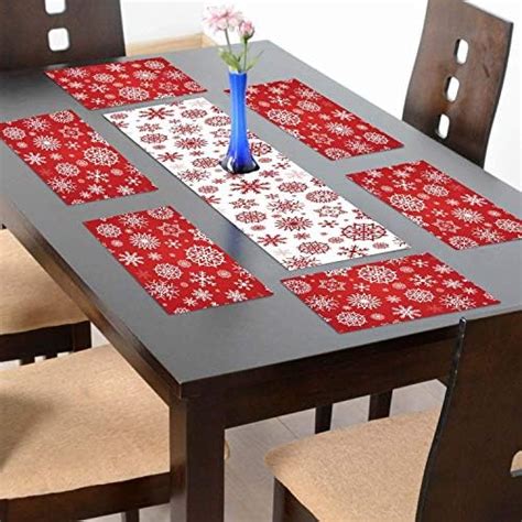 Buy TheYaYaCafe 4 Table Mats and Runner Set for Dining Table (1 Table ...