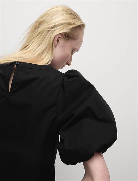 Buy Pure Cotton Smocked Detail Puff Sleeve Top at Marks & Spencer