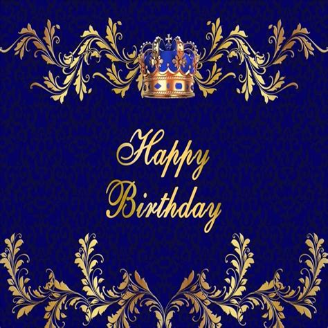Buy AOFOTO 10x10ft Royal Blue Happy Birthday Backdrop Gold King Crown ...
