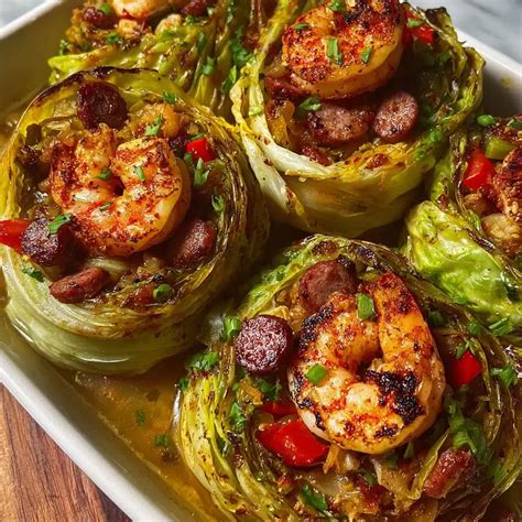 Keto Cajun Shrimp and Sausage Stuffed Cabbage