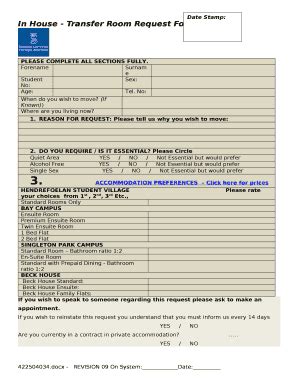 In House - Transfer Room Request Doc Template | pdfFiller