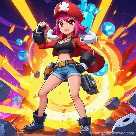 Brawl Stars Jessie in Dynamic Combat Pose | Stable Diffusion Online
