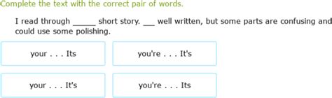 IXL - Use the correct frequently confused word (Class VII English practice)