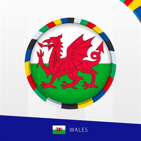 Drapeau du Pays de Galles avec un cercle coloré | Vecteur Premium