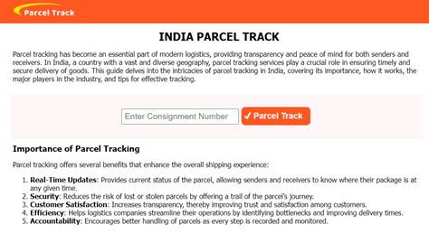 Speed Post Tracking : India Parcel Track