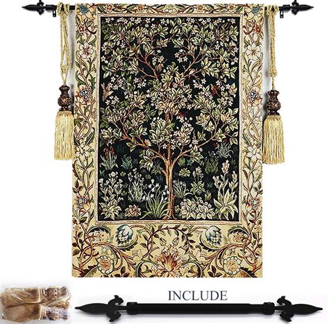 MAGCOLOR Classic Wall Tapestry Inclued Rod & Tassels Tiebacks - Woven ...