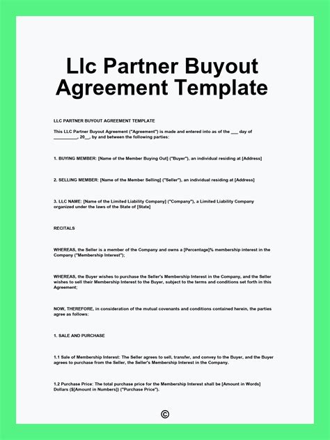 Llc Partner Buyout Agreement Template