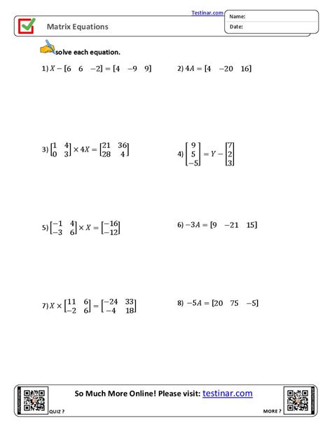 Matrix Equations Worksheet 的图像结果