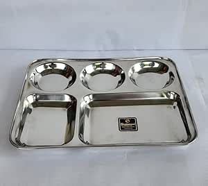 Buy Neelgagan Stainless Steel 5 in 1 Bhojan Thali Three Compartment ...