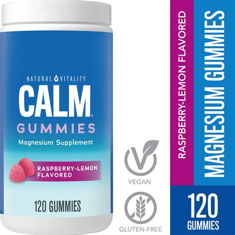 Natural Vitality Calm, Magnesium Citrate Gummies, Raspberry-Lemon, 120 ...