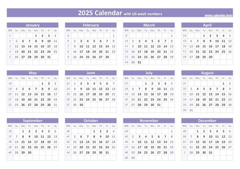 free printable 2025 calendar with week numbers pdf - UK Printable Hub