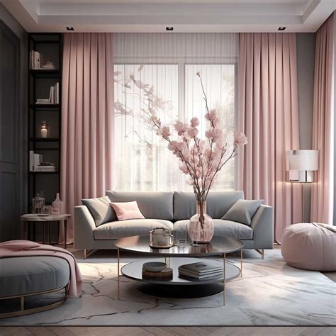 Modern Living Room Magic with Grey and Pink Tones • ArtFasad | Living ...