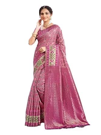 Buy Sangam Prints Light Pink COTTON SILK WITH MEENA Woven Work ...
