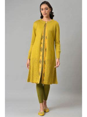 Buy W Yellow Solid Cardigan Online