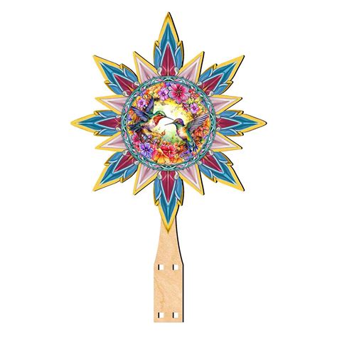 Hummingbird Heaven Star Tree Topper Wooden Decor by G. Debrekht