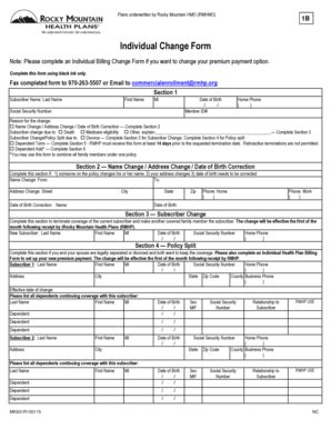 Fillable Online rmhp MK631-R10012015 Individual change form - rmhp Fax ...
