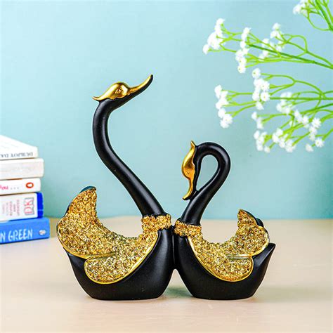 Black and Gold Swan Pair Figurines – The Golden Theory