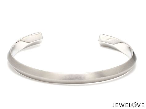 Jewelove™ Bangles & Bracelets Unisex Platinum Open Kada Mate Finish JL ...