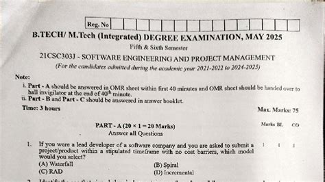 SEPM PYQ May 2025: Software Engineering & Project Management Exam - Studocu
