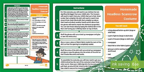 Homemade Headless Scarecrow Costume Instructions - Twinkl