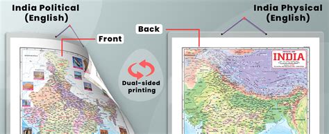 Educational Charts for Kids(2 IN 1 INDIA POLITICAL AND PHYSICAL MAP IN ...