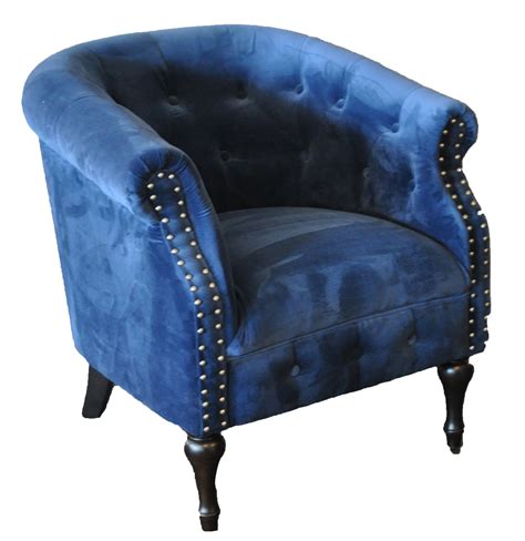 Indigo Blue Velvet Club Chair - Loluma