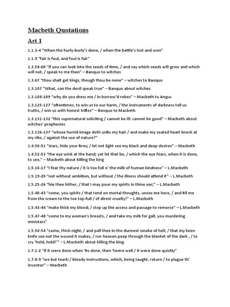 Macbeth Quotations | PDF | Macbeth