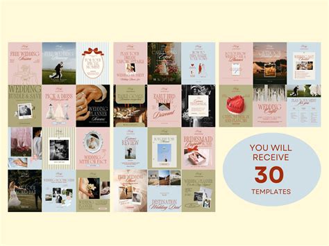 Wedding Instagram Templates, Vintage Pastel Canva Posts (digital ...