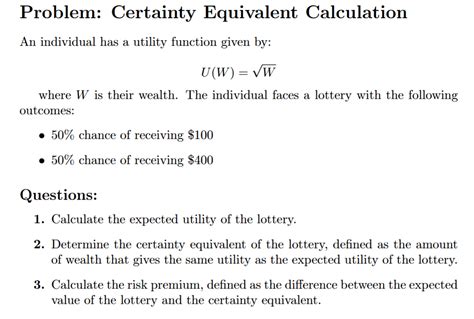 Image result for Certainty Equivalent Calculation