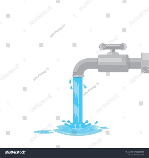 Water Flows Tap Onto Floor Vector Stock Vector (Royalty Free ...