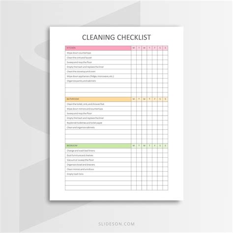 Cleaning Product Checklist