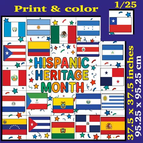 Hispanic Heritage Month Flags Collaborative Poster 21 Spanish Speaking ...
