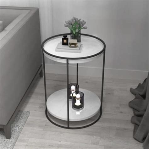 Industrial Pipe Black Metal Round Side Table - Punam Metalcrafts