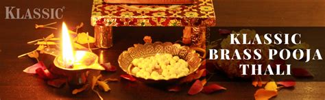 Klassic Small Brass Puja Thali/Bhog Thali for Mandir with Flower ...