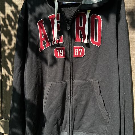 Aeropostale black and red hoodie | Size: 3XL •... - Depop