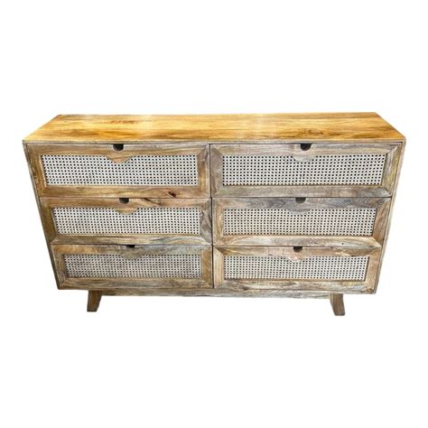 Jerica Solid Mango Wood & Rattan Chest Of Drawers – Nismaaya Decor