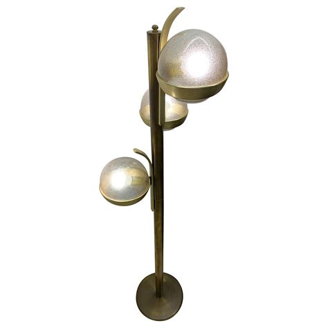 Space age Glass and Brass Floor Lamp, 1974's at 1stDibs