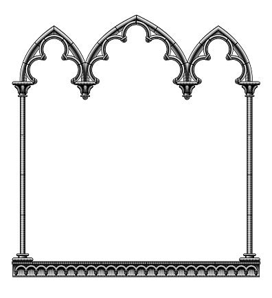 Black Classic Gothic Architectural Decorative Frame Isolated On White Stock Illustration ...