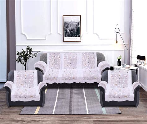 Kuber Industries Leaf Design Cotton 5 Seater Sofa Cover with 6 Pieces ...