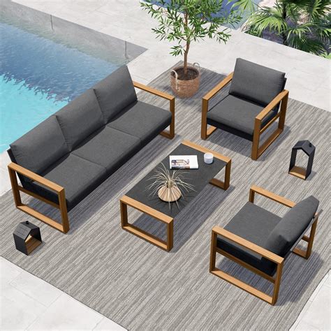 Grand patio Outdoor 4-Piece Modern Aluminum Patio Furniture Sets 5 ...