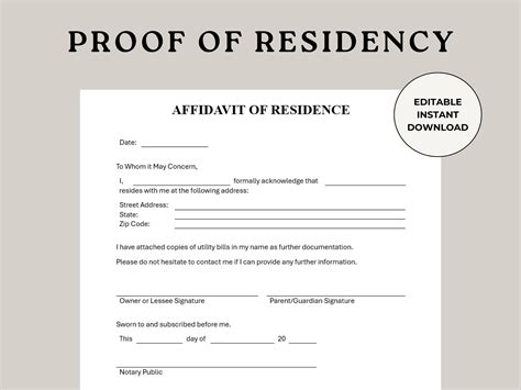 Proof of Residency, Proof of Residence, Notary Form, Proof Letter ...