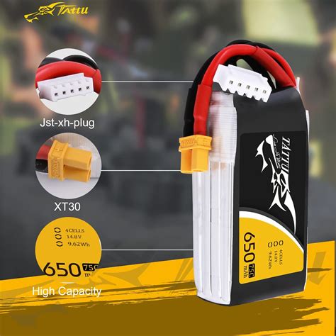 Tattu 650mAh 4S1P 75C 14.8V Lipo Battery with XT30 India | Ubuy