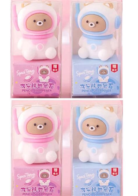 SPOCCO | Pack of 4 | 2 in 1 Cute Eraser with Pencil Sharpener for ...