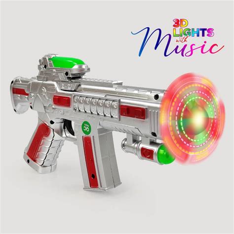 NHR Space Gun Toy With LED Matrix Flashing Rotating Fan, Musical ...