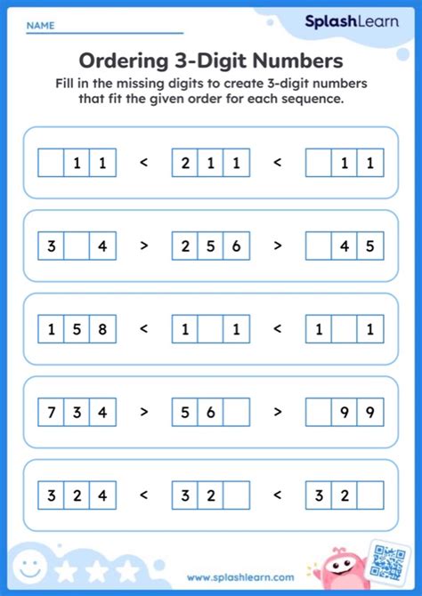 Image result for Ordering 3-Digit Numbers Worksheet