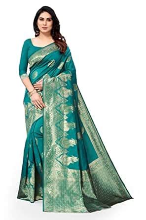 Buy MIRCHI FASHION Women's Banarasi Silk Blend Floral and Paisley Zari ...